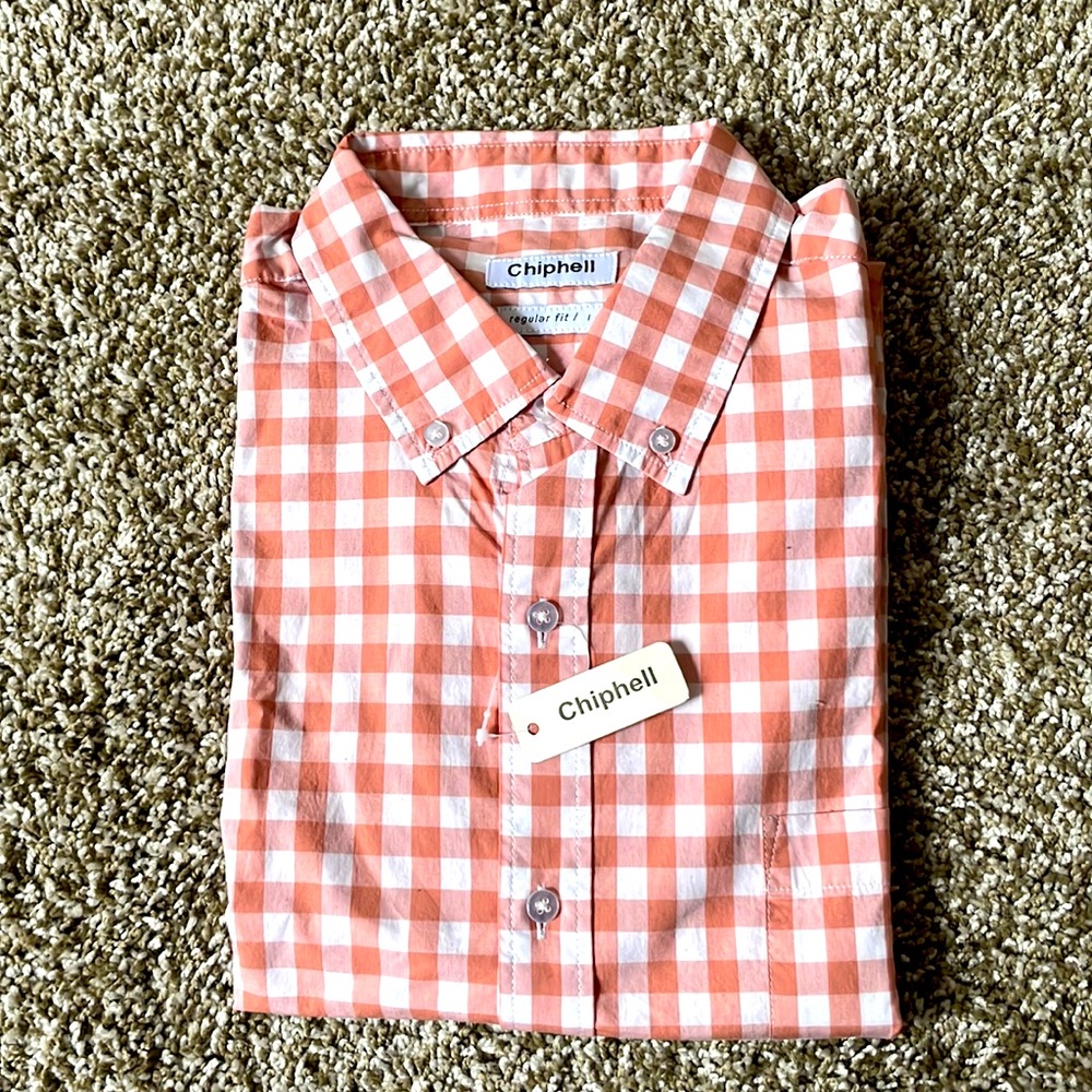 Chiphell Men's Regular Fit Long Sleeve Plaid Casual Button-Down Poplin Shirt